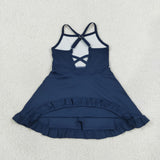 S0779 baby girls navy sleeveless summer swimsuit