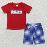 Matching Baby boys July fourth shorts outfits embroidery