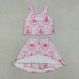 GSD3814 Girls castle pink stripe sleeveless skirt yoga