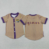 Matching Baby boys team button stripe short sleeve shirt top
