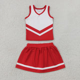 GSD4198 girls team red white sleeveless skirt outfits yoga