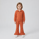 GLP3490 Girls solid zipper long sleeve pant outfits sweatshirt material