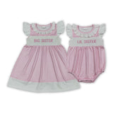 Matching Baby girls LIL BIG SISTER flying sleeve dress romper smocked