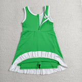 GSD4143 girls white green sleeveless floral dress yoga