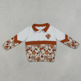 GT1723 baby girls Thanksgiving turkey pumpkin zipper long sleeve pullover