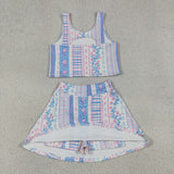 GSD1995 girls flower sleeveless skirt outfits yoga