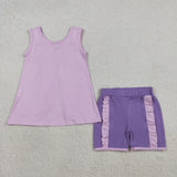 GSSO3461 girls purple sleeveless bow shorts outfits