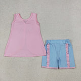 Matching Baby girls bow sleevelwss summer outfits