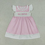 Matching Baby girls LIL BIG SISTER flying sleeve dress romper smocked