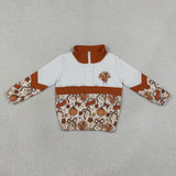 GT1723 baby girls Thanksgiving turkey pumpkin zipper long sleeve pullover