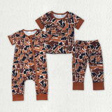 Matching Baby boys brown camo short sleeve clothing