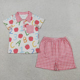 Matching Girls Back To School red checkered shorts outfits