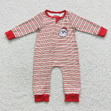 Matching Baby girls boys Christmas Santa Claus button stripe red clothing embroidery