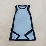 GSD4256 girls blue navy sleeveless dress yoga