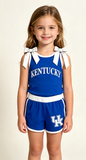Matching Baby girls team sleeveless cotton bow shorts outfits vinyl