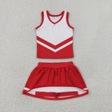 GSD4198 girls team red white sleeveless skirt outfits yoga