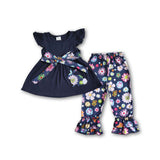 Easter Rabbit Embroidery Floral Outfit
