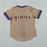 Matching Baby boys team button stripe short sleeve shirt top