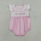 Matching Baby girls LIL BIG SISTER flying sleeve dress romper smocked