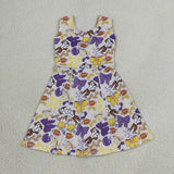 GSD3801 girls team LSU tigger purple bow sleeveless dress yoga