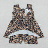 SR3070 baby girls sleeveless leopard romper