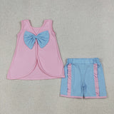 Matching Baby girls bow sleevelwss summer outfits