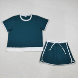 GSD3673 Adult women green short sleeves skirt