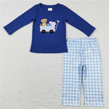 Matching Girls boys puppy long sleeve Valentine's  bummies outfits embroidery