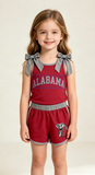 Matching Baby girls team sleeveless cotton bow shorts outfits vinyl