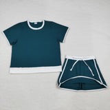 GSD3673 Adult women green short sleeves skirt