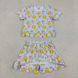 GSD3655 baby girls baseball bow blue skirt Outfits yoga