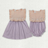 Matching Baby girls purple stripe dress romper