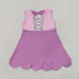 GSD2518 girls purple sleeveless scalloped Dress yoga