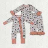 Matching Baby girls Halloween bow romper & furry pajamas clothing