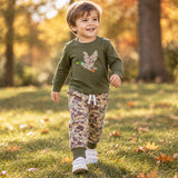 BLP1494 boys hunting duck long sleeve camo pant outfits embroidery