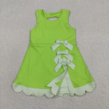 GSD3316 girls green sleeveless bow scalloped dress yoga