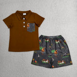 Matching Baby boys duck brown button pocket clothing
