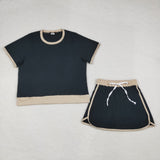 GSD3954 Adult women balck short sleeve skirt outfits
