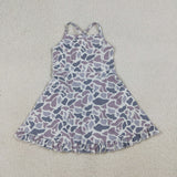 GSD2308 girls sleeveless gray camo Dress yoga