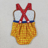 SR4114 baby boys toy yellow checkered romper