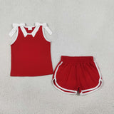 Matching Baby girls team sleeveless bow shorts outfits cotton