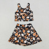 Matching RTS girls CHEER vest skirt outfits yoga