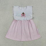 GSD3201 Baby girls Easter cross Child of God pink dress embroidery