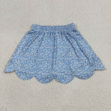 GLK0239 Girls flower bow bllue scalloped Skirt