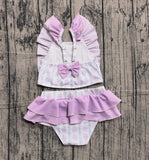 Pre-order sample S0644 Baby girls purple flower 2 pieces swimsuits