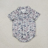Matching Baby boys camo button long sleeve romper