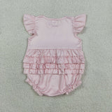 SR3825 Baby girls cherry pink flying sleeve bubble romper