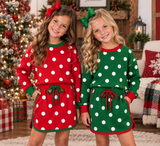 10.7 Pre-order girls Christmas dots long sleeve skirts outfits