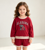Pre-order GLS0165 girls ALABAMA red long sleeve shorts outfits vinyl