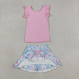 GSD3773 baby girls rose floral sleeveless flower skirt Outfits yoga